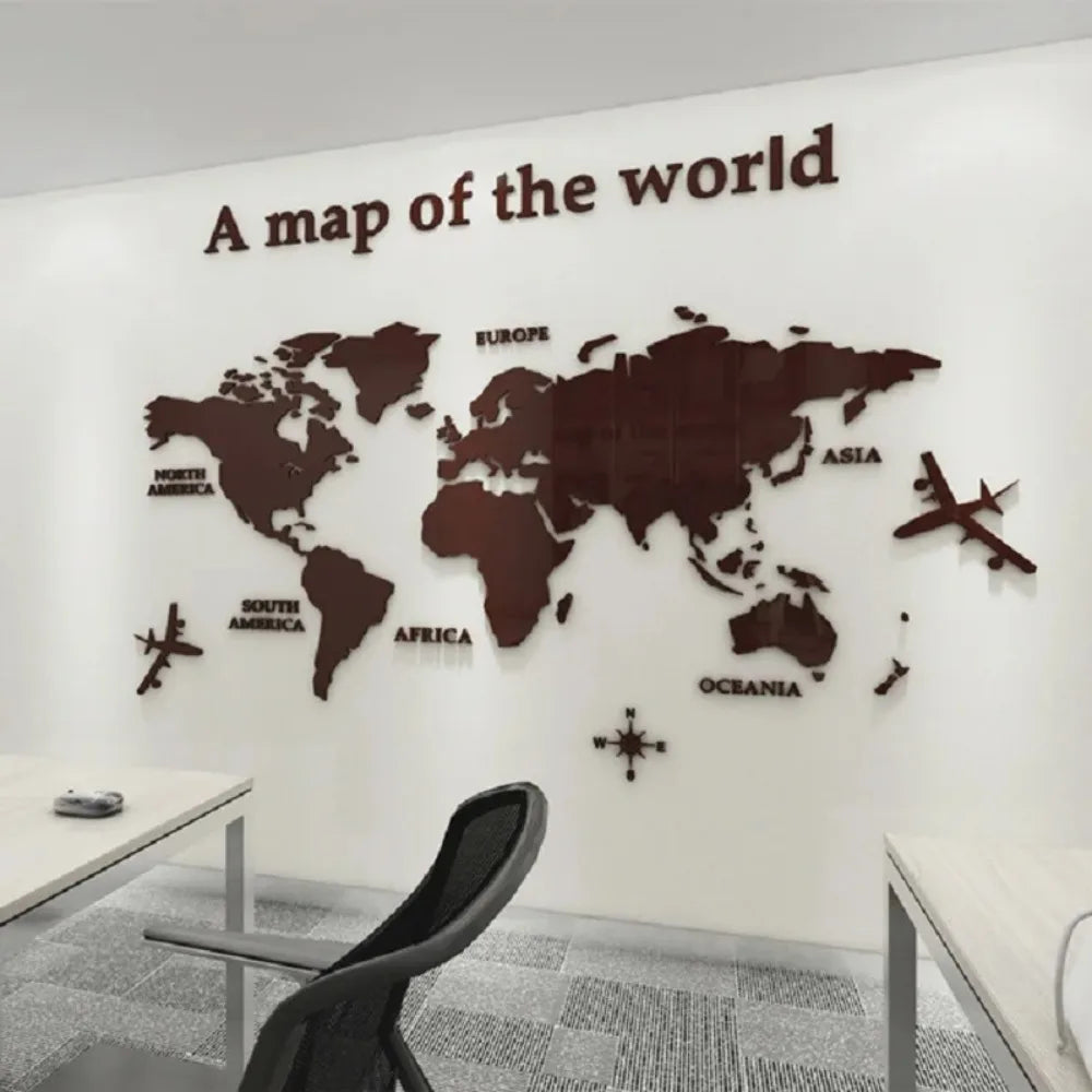 3D World Map Wall