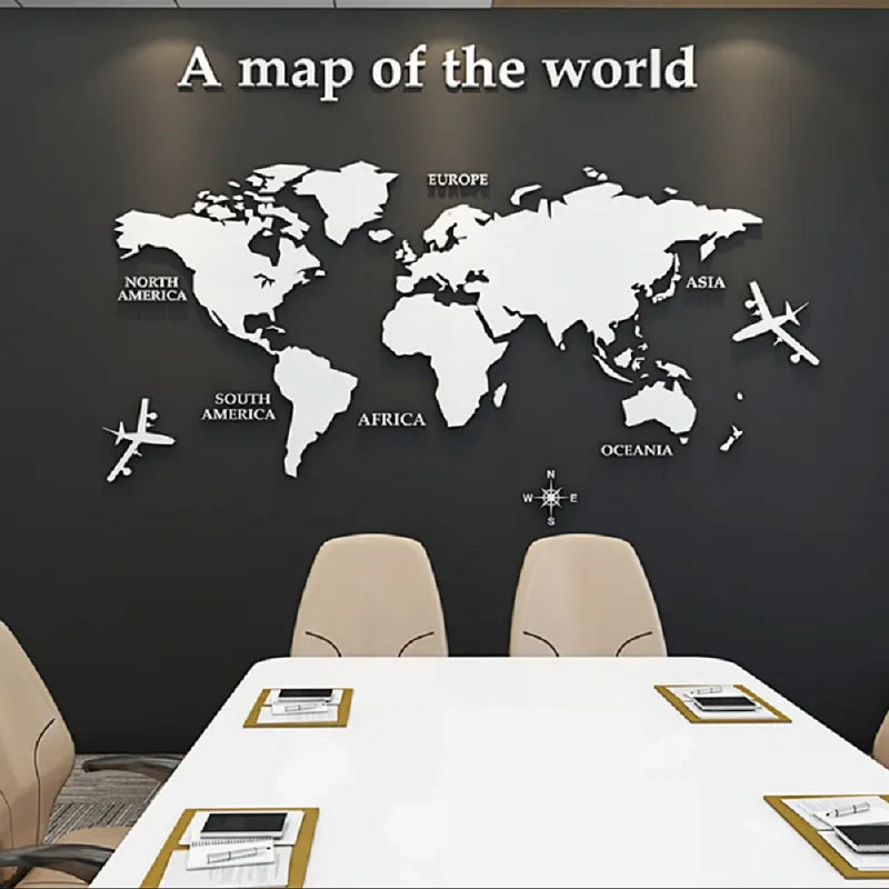 3D World Map Wall